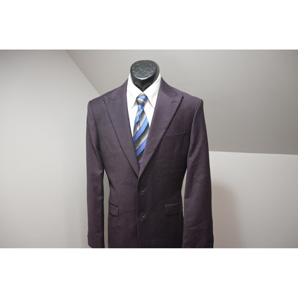 Express Blazer Mens 40R Purple Two‎ Button Slim Fit Wool Blend Excellent